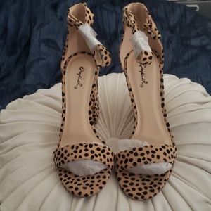 Qupid Leopard Strap Heels